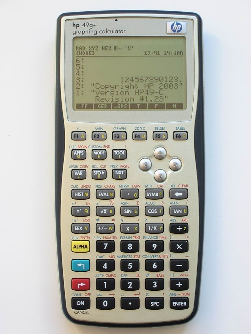 Graphing calculator: Hewlett-Packard HP-49G+